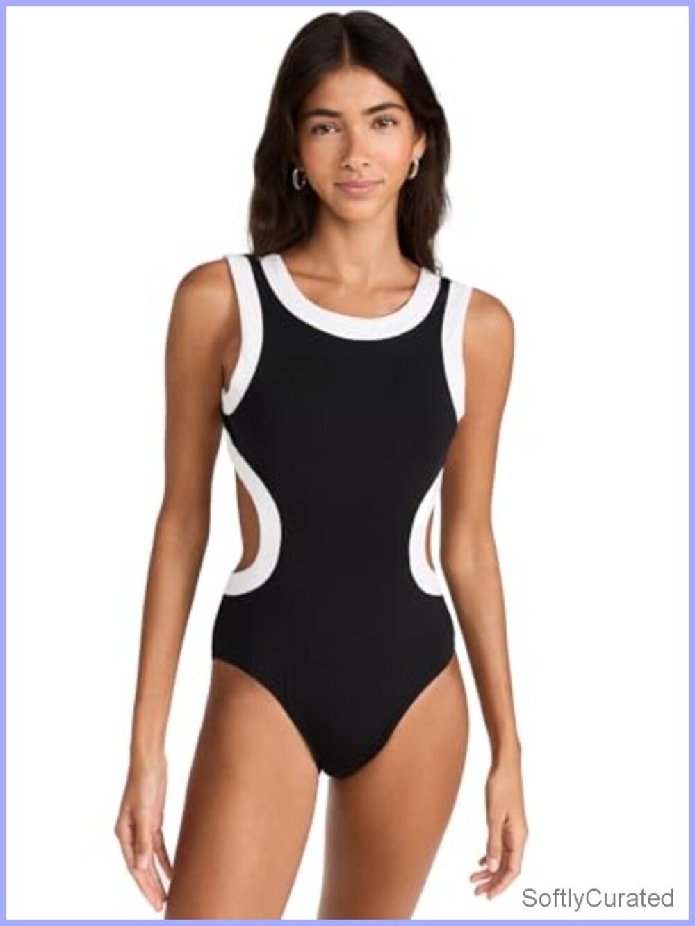 Nylon Spandex One Piece Swimsuit with Cutout Waist